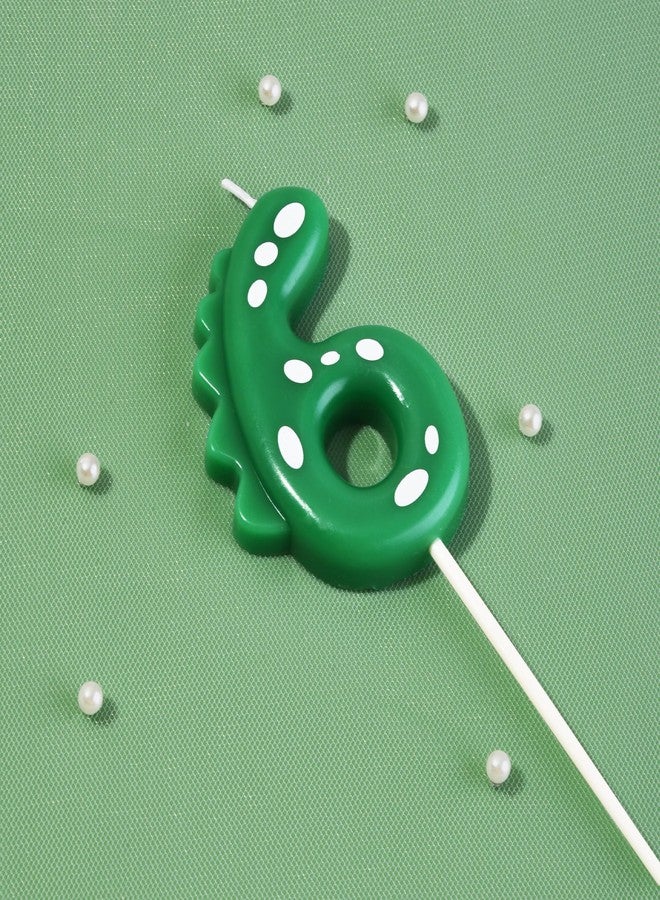 PHD CAKE 2.76 Inch Green Dinosaur 6 Number Birthday Candles, Dinosaur Number Candles, Cake Number Candles, Party Celebration - Image 2